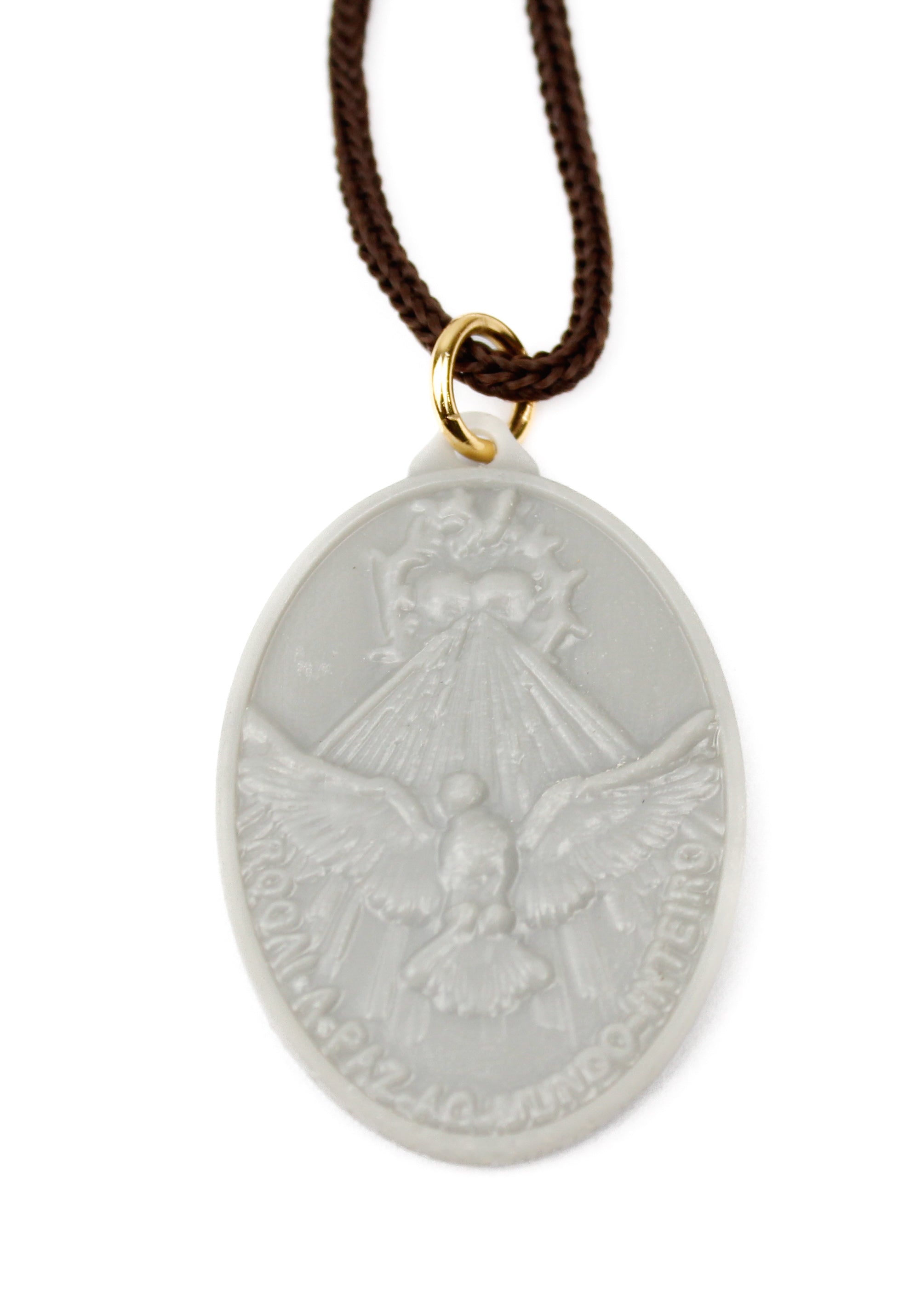 Medalha Milagrosa da Paz de resina 3D cinza Medalha Milagrosa da Paz de resina 3D cinza